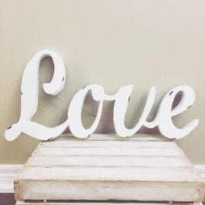 Distressed White Love Sign