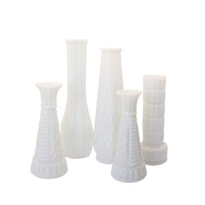 white bud vases rental events