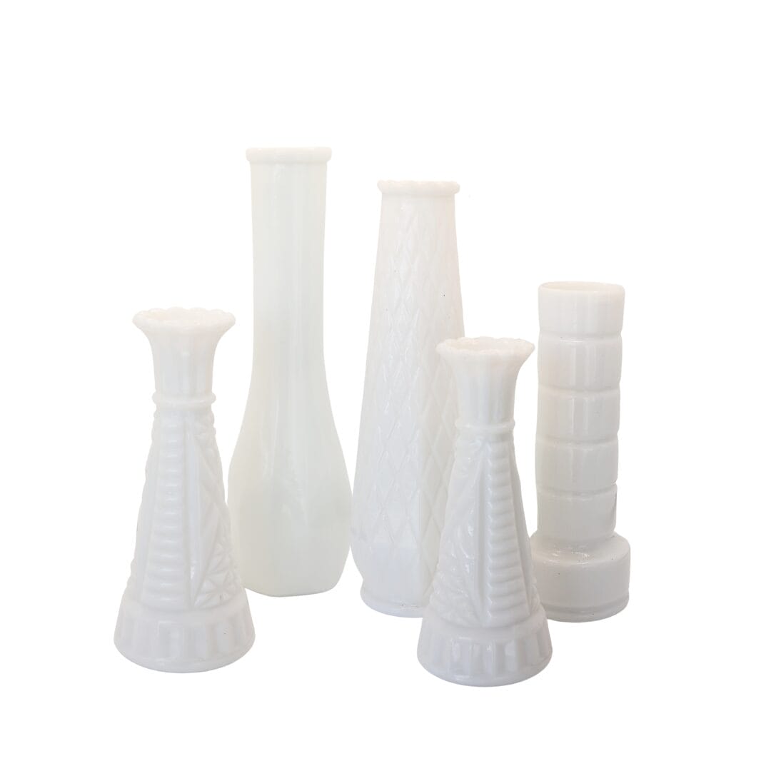 white bud vases rental events