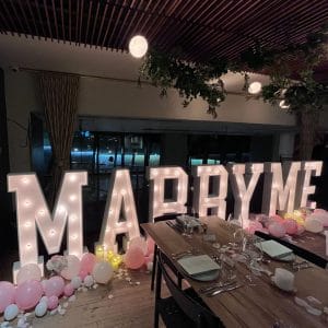 marry me proposal marquee letters