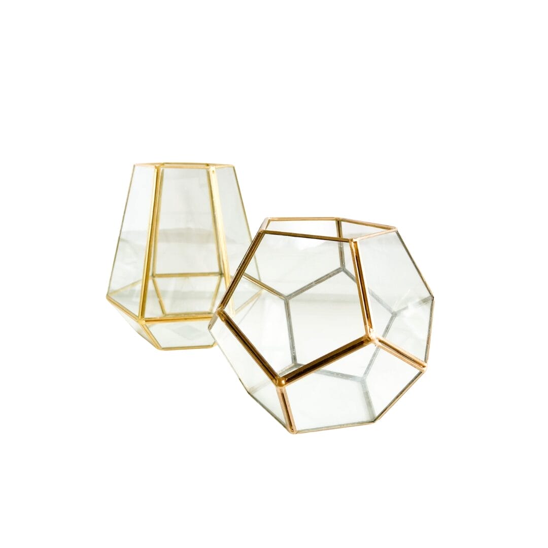 Mismatched Medium Geometric Gold Terrariums