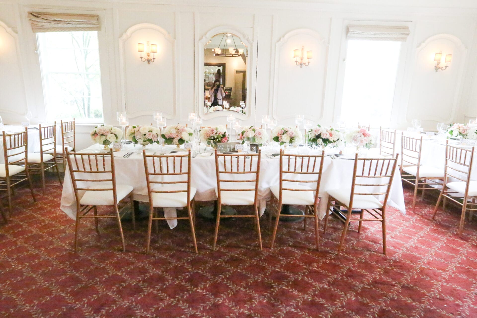 Head Table Wedding Idea Blush Centerpiece