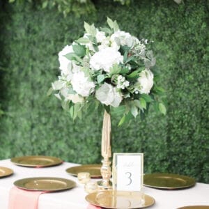 Tall centerpiece garden style wedding