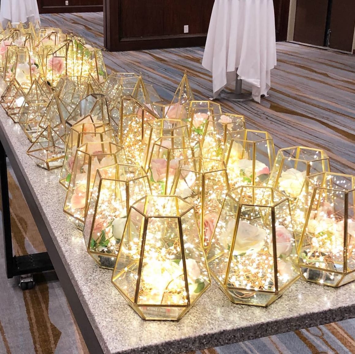 Mismatched Medium Geometric Gold Terrariums - Image 3