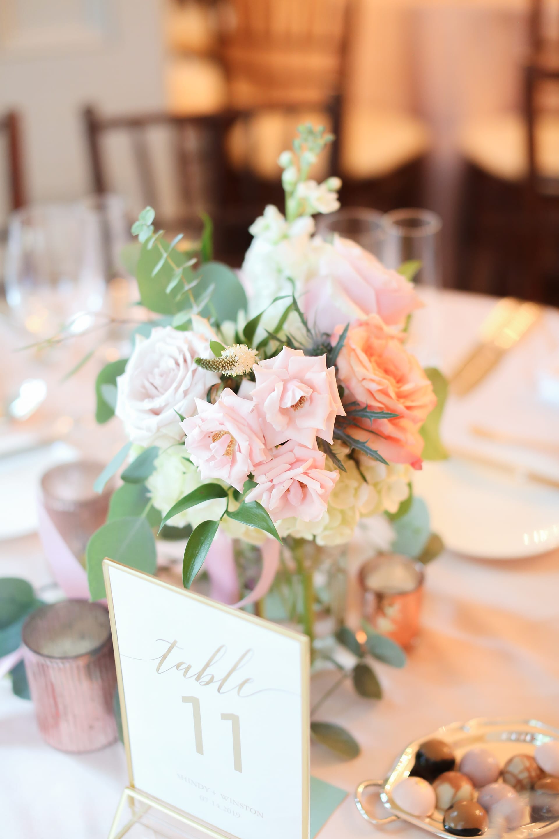 Mason Jar Arrangements Blush Peach Pink