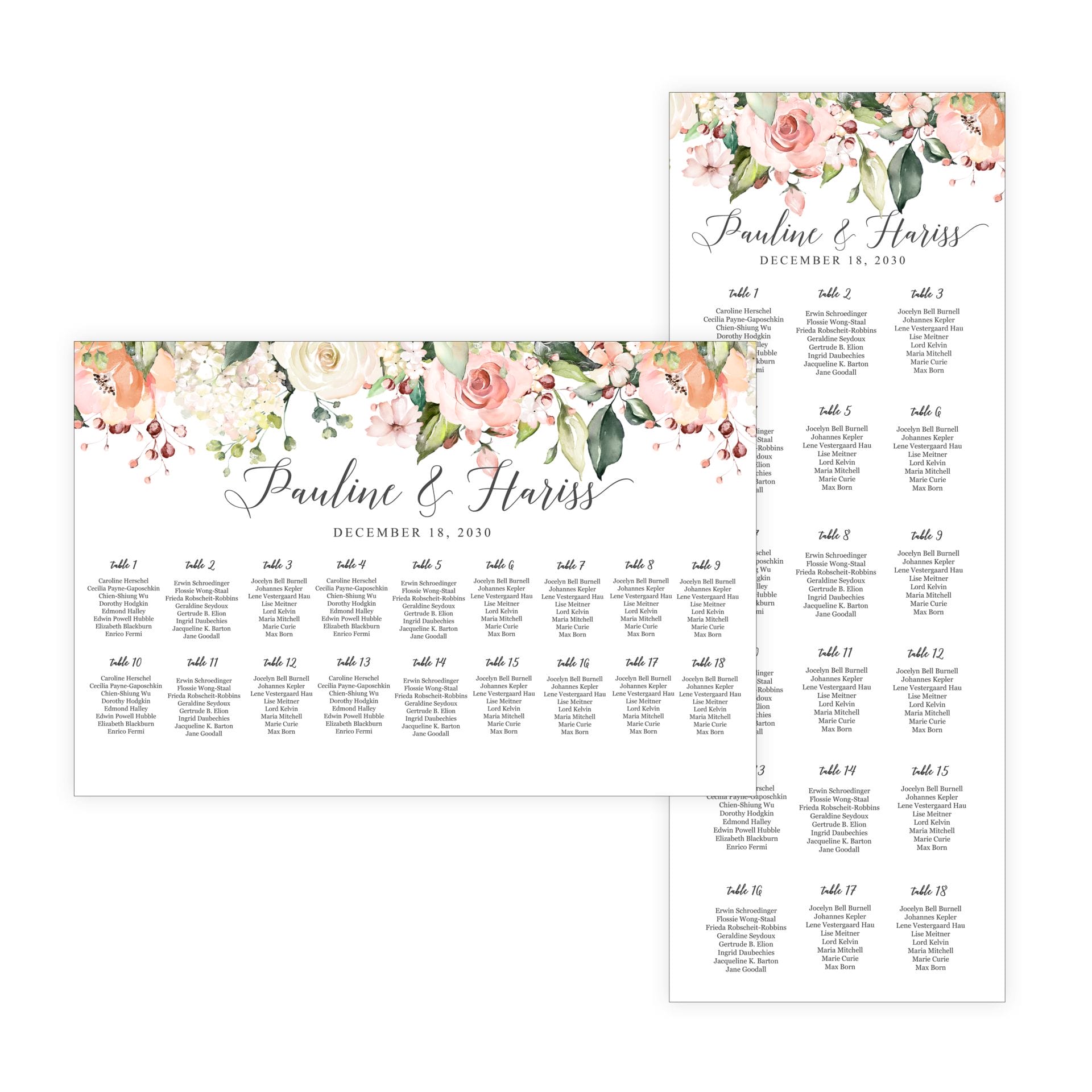 Bohemian Peach Coral Seating Chart Rental • VintageBash