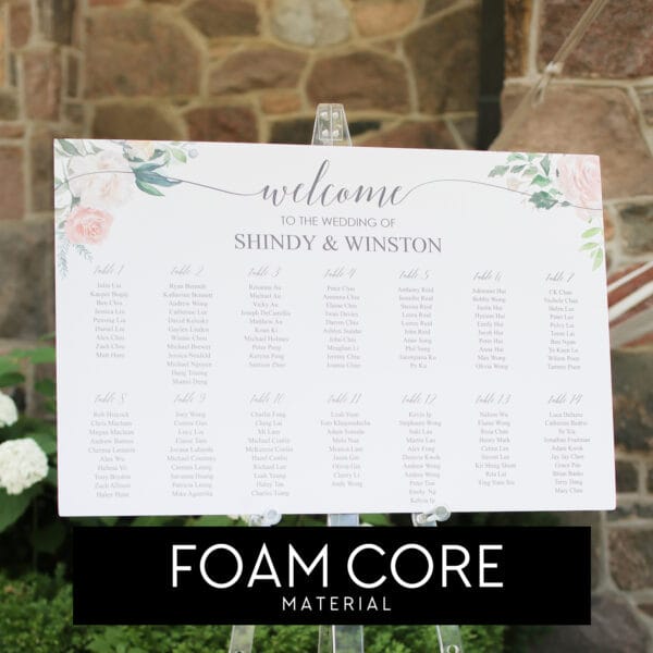 foam core Whimsical Green & White Floral Seating Chart