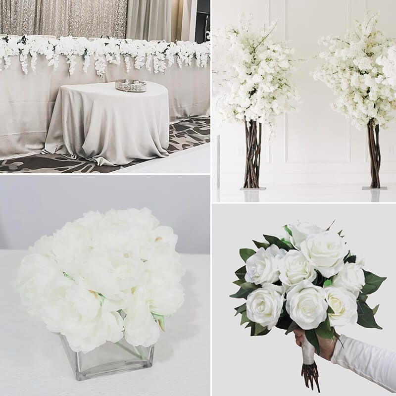 all white wedding Decor Packages Option for Bellamy Loft