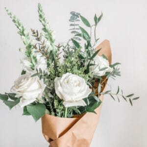 Amore · White Roses · Medium Hand-Tied Bouquet