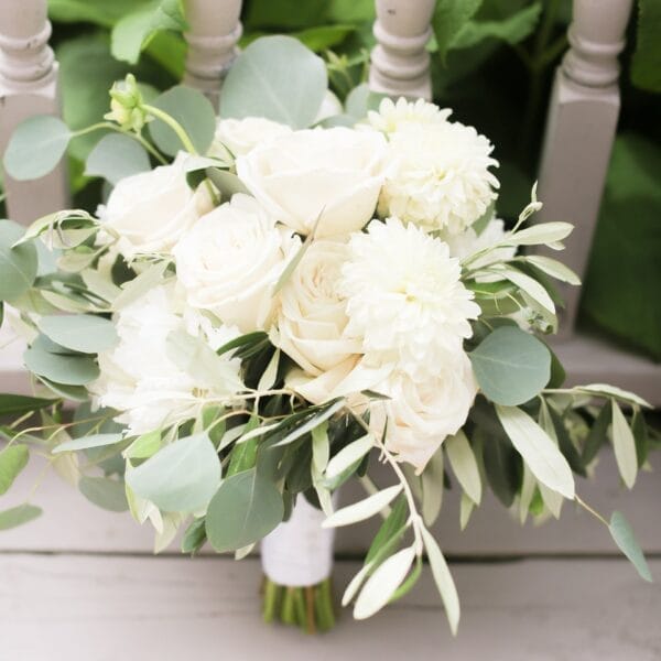 BellamyLoft3 6 Wedding · Lush White Bridal Bouquet with Greens