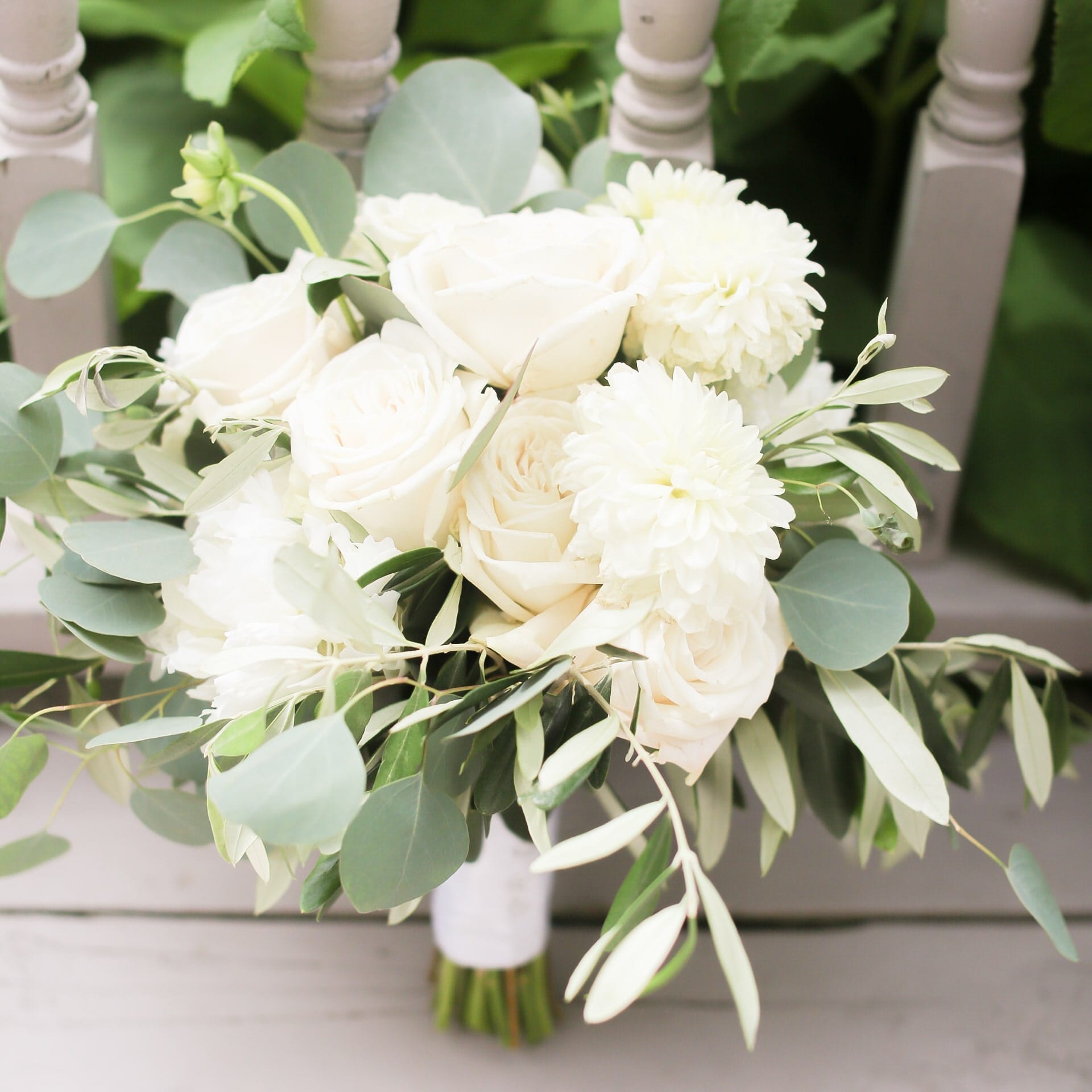 Wedding · Lush White Bridal Bouquet with Greens