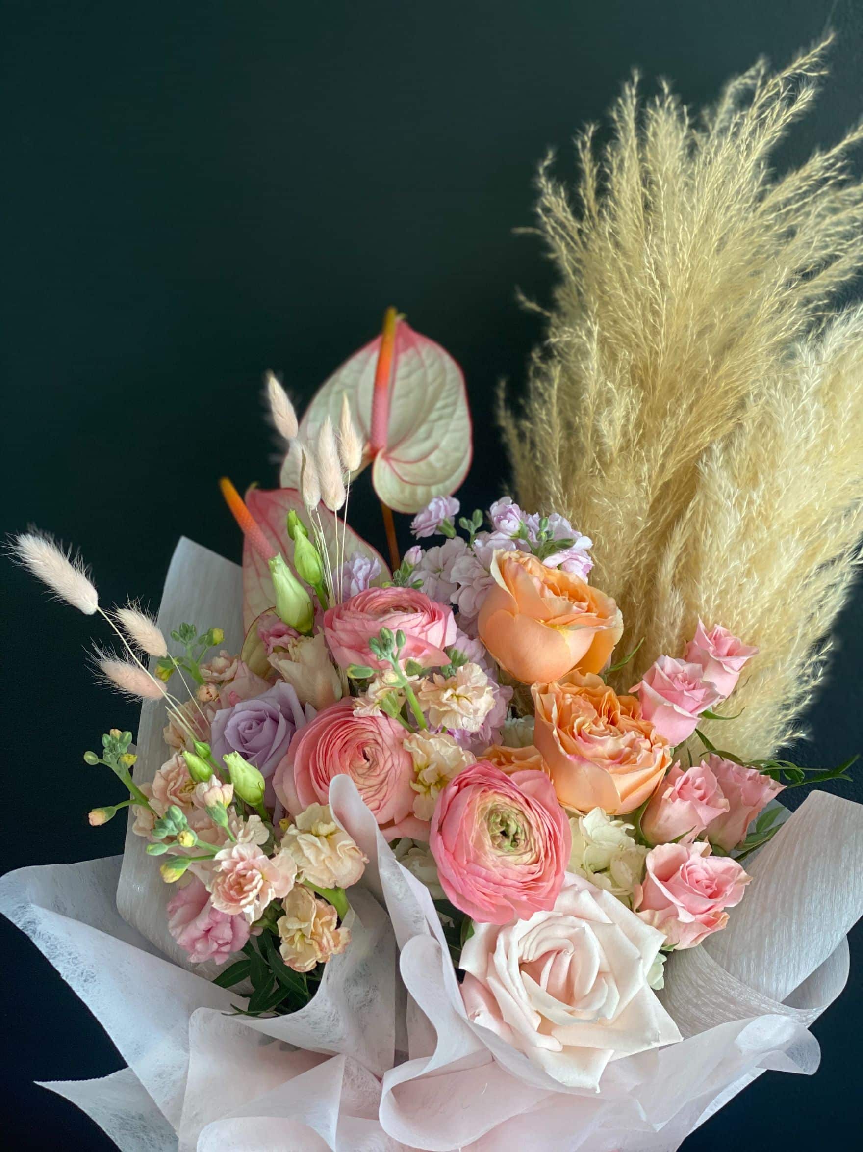 Mixed fresh ranunculus flowers