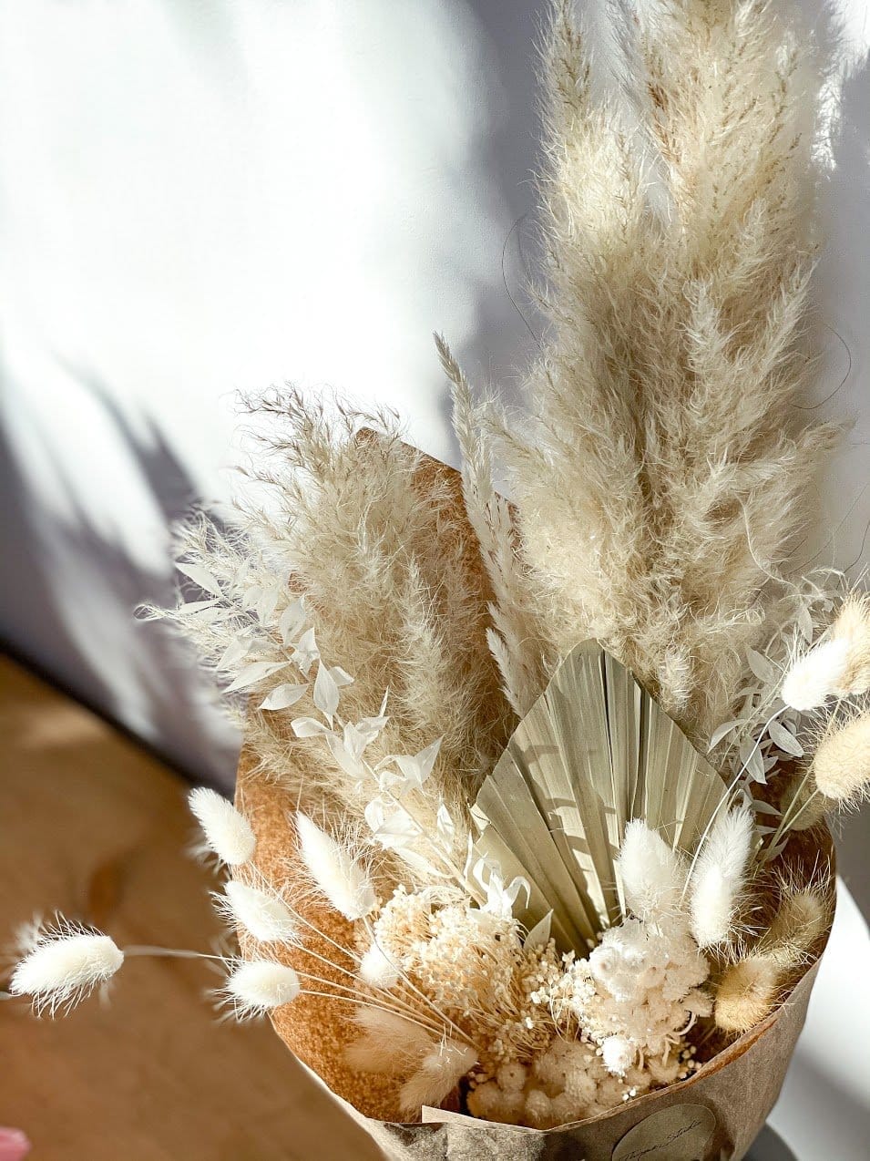 dried pampas grass and floral arrangements