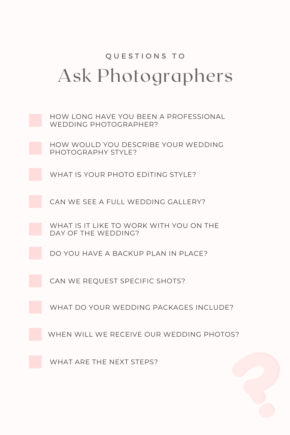35 Important Questions To Ask Your Wedding Photographer