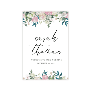 Fairytale Navy Blush Vertical Welcome Sign