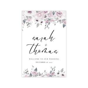 Dreamy Violet Blush Vertical Welcome Sign