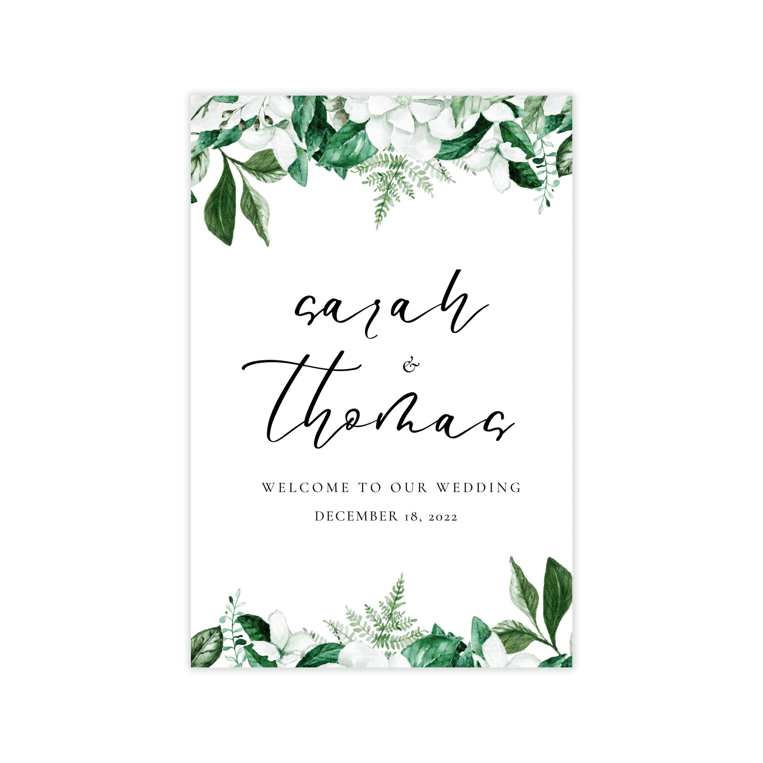 Lush Greenery Vertical Welcome Sign