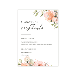 Bohemian Peach & Coral Bar Menu