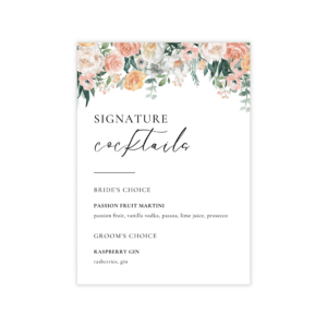 Glam Blush & Peach Bar Menu