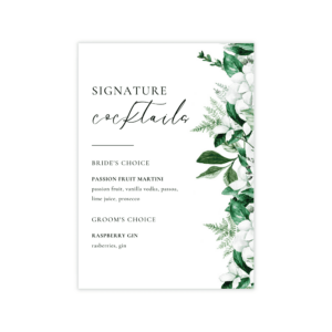 Lush Greenery Bar Menu