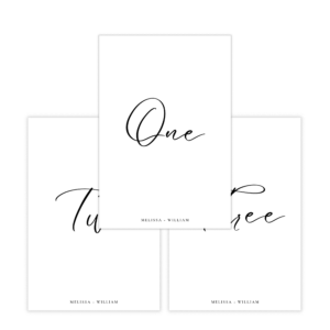 Minimalist Black and White Table Number (Words)