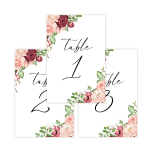 Romantic Burgundy Blush Table Number (Number)