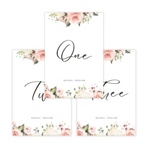 Bohemian Peach & Coral Table Number (Words)