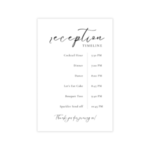 Black and White Minimalist Wedding Program Chart