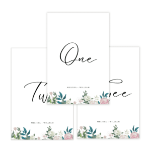 Fairytale Navy Blush Table Number (Words)