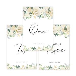 Classic Gold & Green Table Number (Words)