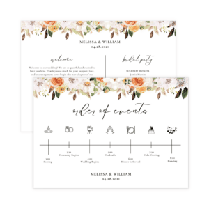 Pop Romance Wedding Program Card