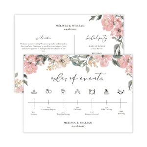 Parisian Pink Nude Wedding Program Card