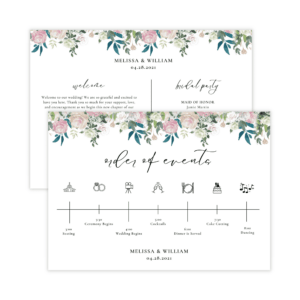 Fairytale Navy Blush Wedding Program Card