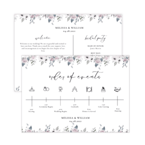 Dreamy Violet Blush Wedding Program Card