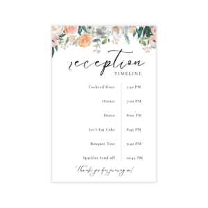 Glam Blush & Peach Wedding Program Chart