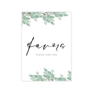 Modern Greenery Favors Sign