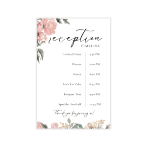 Parisian Pink Nude Wedding Program Chart