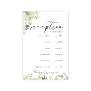 Classic Gold & Green Wedding Program Chart