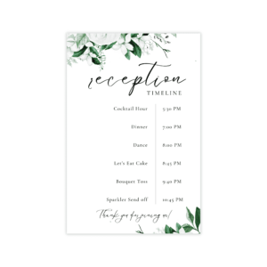 Lush Greenery Wedding Program Chart