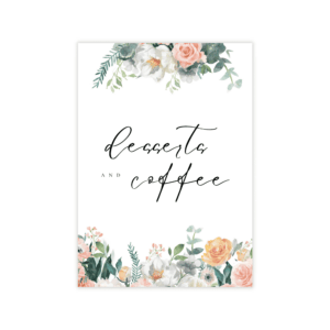 Glam Blush & Peach Desserts & Coffee Sign