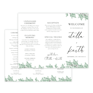 Modern Greenery Trifold Wedding Program
