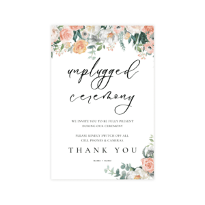 Glam Blush & Peach Unplugged Ceremony Sign