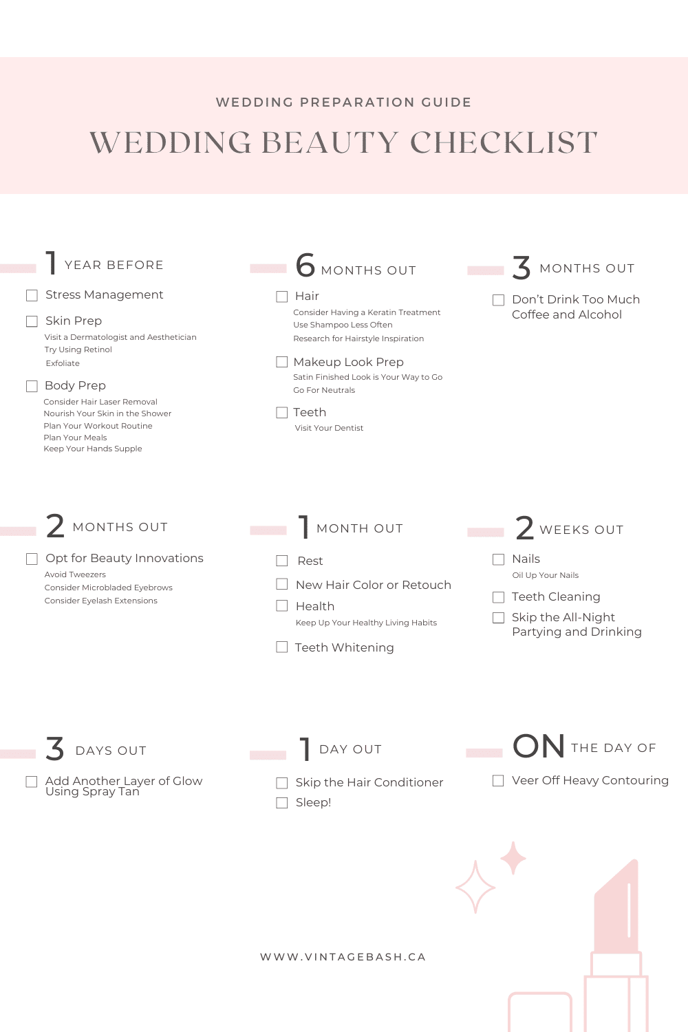 2 26 Checklist: Ultimate Wedding Beauty Plan