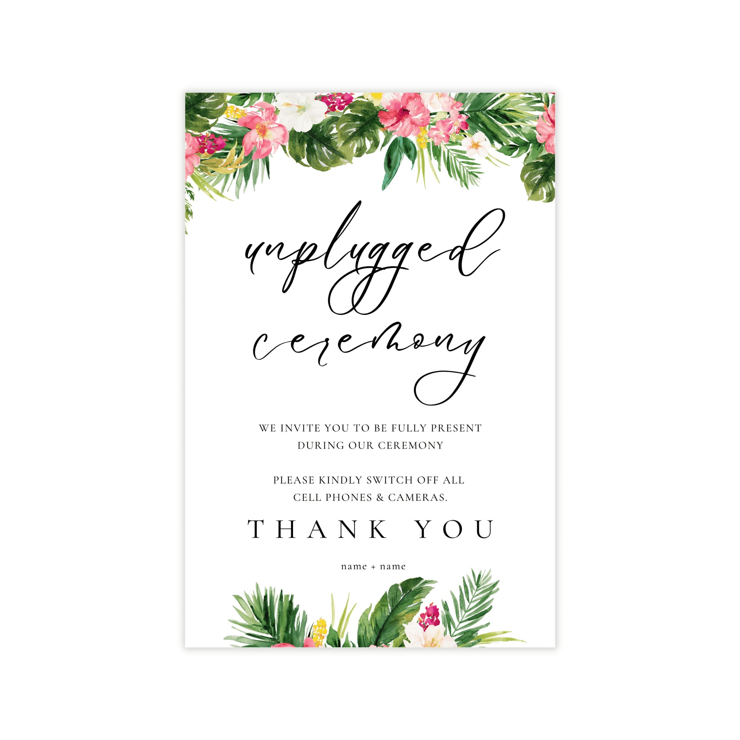 Tropical Unplugged Ceremony Sign