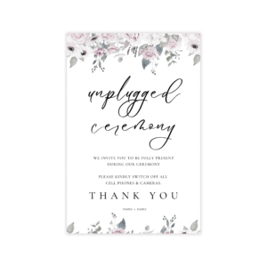 Dreamy Violet Blush Unplugged Ceremony Sign