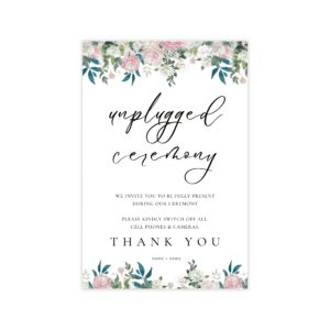 Fairytale Navy Blush Unplugged Ceremony Sign