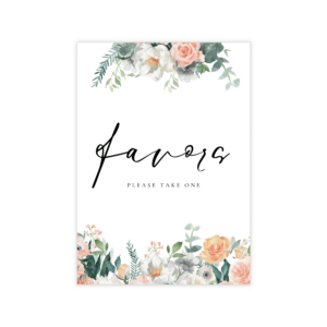 Glam Blush & Peach Favors Sign