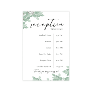 Modern Greenery Wedding Program Chart