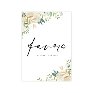Classic Gold & Green Favors Sign
