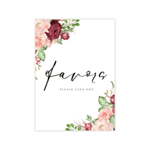 Romantic Burgundy Blush Favors Sign